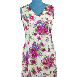 Vintage 70s Floral Print Cottage Core Knit Dress Volup Size Large XL 14 16